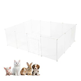 BUCATSTATE ペットフェンス ケージ 35×45CM 14枚セット ベビーサークル 半透明 透明パネル パーテーション 仕切り 簡単 自由 組み合わせ 14枚 軽量 ペット用品 小動物 うさぎ 小型犬 子猫など