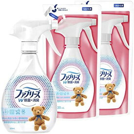 【まとめ買い】ファブリーズ W除菌+消臭スプレー 布用 香料無添加 本体 370ML+詰め替え 320MLX2袋