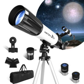 天体望遠鏡 子供、初心者向けの80MM口径、600MM焦点距離,で、星、月、土星の輪、星座を観察するために使用できる屈折式望遠鏡です,調節可能な三脚、スマートフォンアダプター、日本語の説明書が付属しています