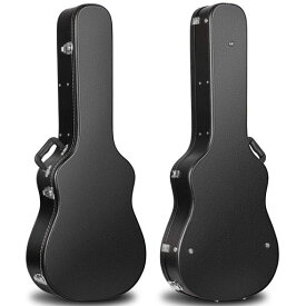 CAHAYA 41インチ アコースティックギター用 ハードケース ネックピロー付 頑丈 耐久 PVC材 ギターケース ハード 防水 防塵 お手入れ簡単 収納可能 ブラック CY0241-2
