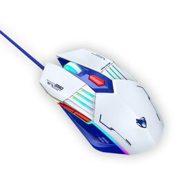 ゲーミングマウス マウス 有線 USB 光る 4段DPI調節 6つのキー カラフルな呼吸ランプ 滑り止め 音付き 人体工学 メカニカルマウス デザイン(メカブルー)