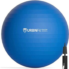URBNFIT バランスボール (サイズ複数)、フィットネス トレーニング ストレッチ ヨガ ピラティスボール、ノンバースト設計、バランスボール 空気入れ付属、65CM / ブルー