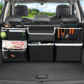 OASSER トランク収納 ポケット 車用収納バッグ ラゲッジルームバッグ 10つの収納ポケット 600Dオックスフォード シートバックポケット 大容量 取付簡単 SUV/MPV/VAN対応 カー用品
