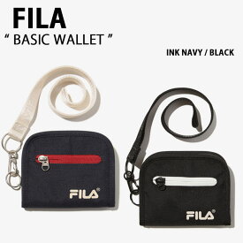 FILA フィラ 財布 BASIC WALLET FS3WLF5001X ベーシック ウォレット ネイビー ブラック コインケース ポーチ 小物入れ ネックストラップ ロゴ ストリート メンズ レディース 男性用 女性用 【中古】未使用品