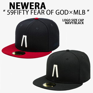 NEWERA �j���[�G�� �L���b�v FEAR OF GOD �t�B�A�I�u�S�b�h 59FIFTY FOG LOGO SIZE CAP NAVY BLACK �R���{�L���b�v �x�[�X�{�[���L���b�v �l�C�r�[ �u���b�N 60767040 60767041