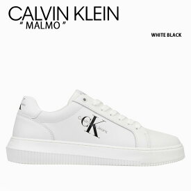 Calvin Klein カルバンクライン スニーカー MALMO SNEAKER WHITE BLACK CK シューズ レザー 本革 マルモスニーカー ホワイト ロゴ YM00681YBR【中古】未使用品