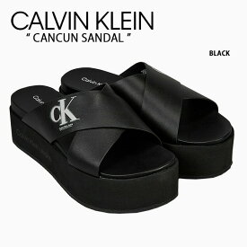 Calvin Klein カルバンクライン サンダル CANCUN SANDAL ANCIENT WHITE CK シューズ カンクンサンダル ブラック ロゴ YW00964BDS レディース 女性用【中古】未使用品