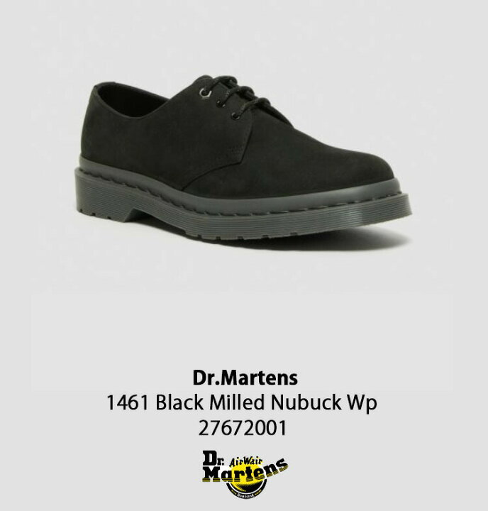 ドクターマーチン 3ホール Black Milled Nubuck UK8