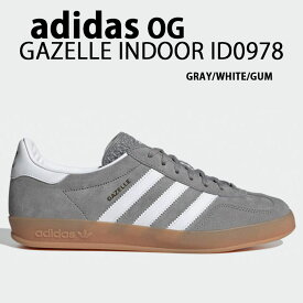 adidas originals アディダス スニーカー GAZELLE INDOOR ID0978 ガゼル インドア GRAY WHITE GUM シューズ レザー スエード 本革 グレー ホワイト ガムソール メンズ レディース【中古】未使用品