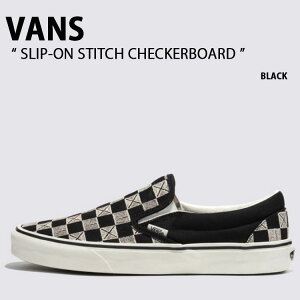 VANS oY Xj[J[ SLIP-ON STITCH CHECKERBOARD BLACK VN000BVZCJJXb| `FbJ[{[h ubN `FbN Y fB[X jp p