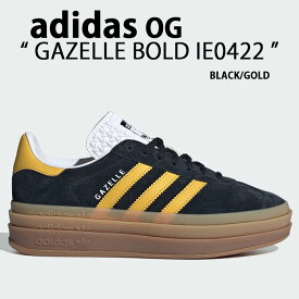 adidas originals アディダス レディース スニーカー 厚底 GAZELLE BOLD IE0422 ガゼル ボールド スエード BLACK GOLD YELLOW シューズ 厚底シューズ ブラック ゴールド イエロー ガムソール【中古】未使用品