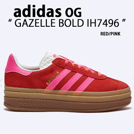 adidas originals アディダス レディース スニーカー 厚底 GAZELLE BOLD IH7496 ガゼル ボールド スエード RED PINK シューズ 厚底シューズ レッド ピンク ガムソール【中古】未使用品