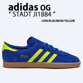 adidas Originals アディダス オリジナルス スニーカー STADT シュタット JI1884 BLUE YELLOW スリーストライプ シューズ スエード レザー ライオンイエロー ネオンイエロー クラシック メンズ レディース【中古】未使用品