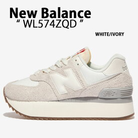 New Balance ニューバランス レディース 厚底 スニーカー WL574ZQD WHITE IVORY シューズ 厚底シューズ スエード Y2K NewBalance574 ニューバランス574 くすみカラー ニュアンスカラー ホワイト アイボリー【中古】未使用品