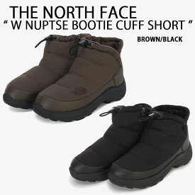 THE NORTH FACE ノースフェイス ダウンブーツ ショートブーツ W NUPTSE BOOTIE CUFF SHORT ブーティ カフブーツ BROWN BLACK ジッパー 外履き ウィンターブーツ ブラウン ブラック NS87R58A/B【中古】未使用品