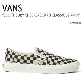 VANS バンズ スニーカー ECO THEORY CHECKERBOARD CLASSIC SLIP-ON CREAM WHITE エコセオリーチェッカーボードクラシックスリッポン クリームホワイト ヴァンズ シューズ メンズ レディース VN0A5JMH705【中古】未使用品