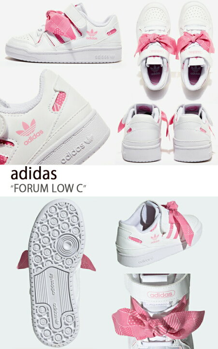adidas アディダス スニーカー FORUM LOW C フォーラム ロー ホワイト ピンク リボン Q47376 ベビー キッズ 男の子 女の子 中古 未使用品 セレクトショップ a-clo