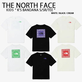 THE NORTH FACE ノースフェイス キッズ Tシャツ K'S BANDANA S/SR/TEE バンダナ ペイズリー ビッグロゴ バッグロゴ ショート スリーブ ティーシャツ 半袖 ブラック ホワイト 男の子 女の子 子供用 NT7UN09S/T/U【中古】未使用品