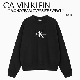 Calvin Klein カルバンクライン スウェット MONOGRAM LOGO OVER SWEAT CREWNECK CK モノグラムロゴ クルーネックスウェットシャツ BLACK オーバーフィット ブラック メンズ レディース J323609【中古】未使用品