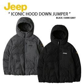 Jeep ジープ ダウンジャケット ICONIC HOOD DOWN JUMPER ダウン ジャケット フーディー BLACK DARKGRAY ショートダウン カジュアル ストリート ブラック グレー メンズ レディース JN4JPU481