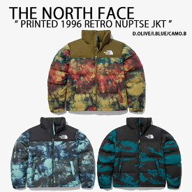 THE NORTH FACE ノースフェイス ダウンジャケット M PRINTED 1996 RETRO NUPTSE JACKET ダウン ジャケット ヌプシダウン 全面プリント OLIVE BLUE CAMO ショートダウン オリーブ ブルー カモ NJ1DN91A/B/C【中古】未使用品