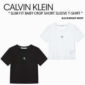 Calvin Klein カルバンクライン Tシャツ SLIM FIT BABY CROP SHORT SLEEVE T-SHIRT CK スリムフィットベイビークロップショートスリーブTシャツ レディース J221837 YAF/BEH【中古】未使用品