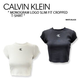 Calvin Klein カルバンクライン Tシャツ MONOGRAM LOGO SLIM FIT CROPPED T-SHIRT CK モノグラムロゴスリムフィットクロップドTシャツ レディース ZW02132 YAF/BEH【中古】未使用品