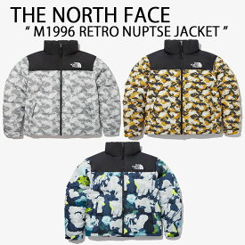 THE NORTH FACE ノースフェイス ダウンジャケット M 1996 RETRO NUPTSE JACKET ヌプシ ダウン ジャケット NAVY WHITE YELLOW グラフィックプリント レトロ ネイビー ホワイト イエロー NJ1DP01A/B/C【中古】未使用品