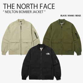 THE NORTH FACE ノースフェイス ボンバージャケット NEILTON BOMBER JACKET ネイルトン ボンバー ジャケット MA-1 MA1 ノーカラージャケット ロゴ ブラック カーキ ベージュ WHITELABEL メンズ レディース 男性用 女性用 男女共用 NJ3BP12J/K/L【中古】未使用品