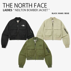 THE NORTH FACE ノースフェイス レディース ボンバージャケット NEILTON BOMBER JACKET ネイルトン ボンバー ジャケット MA-1 MA1 ブルゾン ノーカラージャケット ロゴ カジュアル ストリート ブラック カーキ ベージュ WHITELABEL 女性用 NJ3BP12J/K/L【中古】未使用品