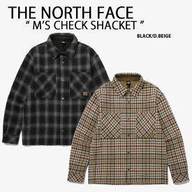 THE NORTH FACE ノースフェイス シャケット M'S CHECK SHACKET シャツジャケット チェックシャツ ジャケット BLACK BEIGE ウール ロゴ ストリート ルーズフィット ブラック ダークベージュ NJ3VP79A/B【中古】未使用品