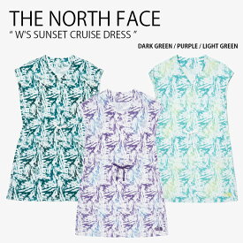 THE NORTH FACE ノースフェイス レディース ワンピース W'S SUNSET CRUISE DRESS ウィメンズ サンセット クルーズ ドレス ワンピース スリーブレス ひざ丈 ルーズフィット 総柄 ロゴ カジュアル ストリート グリーン パープル 女性用 NQ2HQ37A/B/C【中古】未使用品