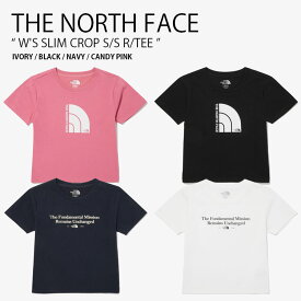 THE NORTH FACE ノースフェイス レディース Tシャツ W'S SLIM CROP S/S R/TEE ウィメンズ スリム クロップ ショートスリーブ ラウンドネック ティーシャツ 半袖 カットソー ロゴ WHITELABEL アイボリー ブラック ネイビー ピンク 女性用 NT7UQ30J/K/L/M【中古】未使用品