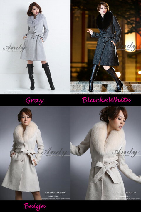 楽天市場】Andy コート andyコート上質フォックスファー付Aライン  