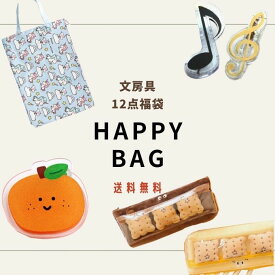 文房具 福袋 12点セット 送料無料 ハッピーバッグ ステーショナリー お得 激安 ペン 鉛筆 ノート 付箋 クリップ 定規 ペンケース ギフト お返し プレゼント sta-fuku-01