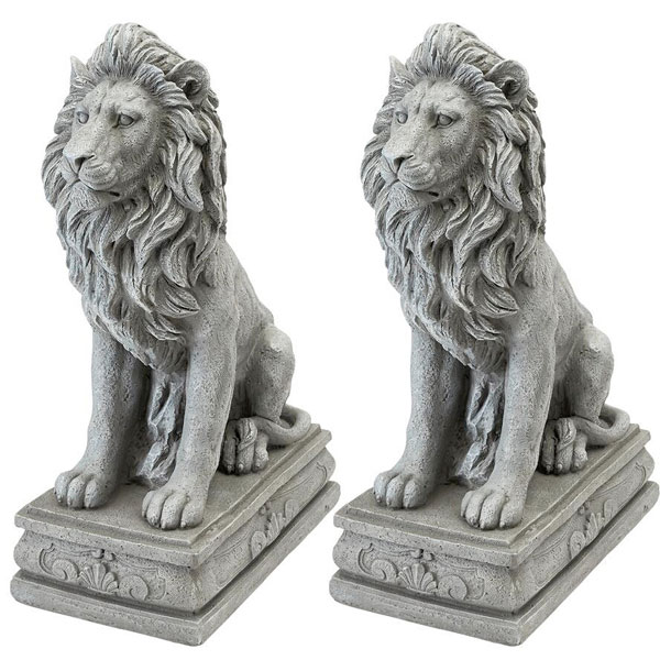 アート インテリア 飾り 彫刻 オブジェ 石像 置物 ライオン 2個セット | アカムス楽天市場店