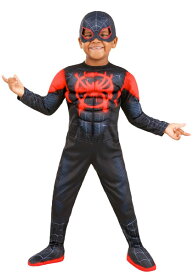 スパイダーマン コスプレ 子供 マイルズモラレス ジャンプスーツ マスク 男の子 幼児 赤ちゃん ハロウィン 仮装 衣装 デラックス ボディスーツ つなぎ 通常便は送料無料