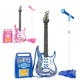 子供 楽器 エレキ ギター プレイ セット アンプ マイク ＆ マイクスタンド バンド おもちゃ ギフト プレゼント