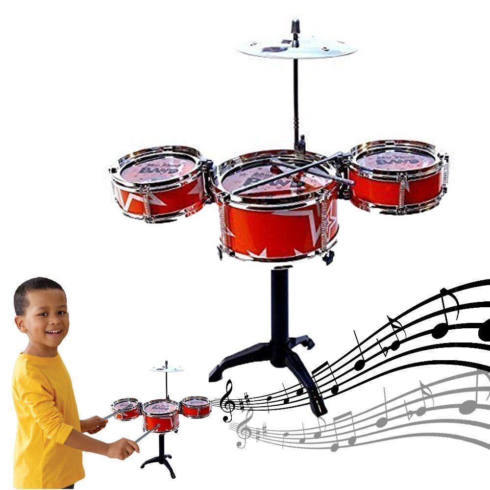 赤のドラムセット デスクトップ 楽器 パーカッション子供用 卓上 パーカッション 打楽器 子供用 音楽 ロック