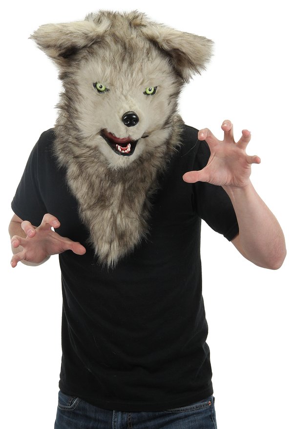 口が動く ウルフ マスク 狼 かぶりもの ハロウィン コスプレ パーティー イベント オオカミ 仮面・マスク