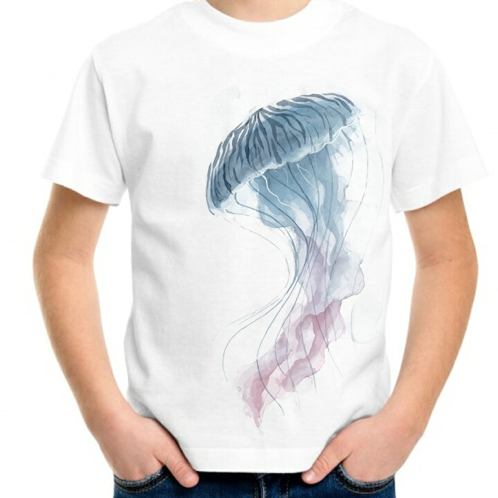 楽天市場 漂うクラゲ 海月 柄イラストプリントtシャツ 親子でお揃いコーデが出来るｔシャツ ペアルック キッズ服 ジュニア服 メンズ レディース 名入れ服のお店 ａカレッジ