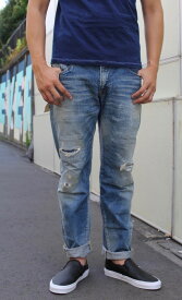 限定セール!BLUE WAY(ブルーウェイ)VINTAGE STRAIGHT DENIM CRASH REPAIR(ヴィンテージストレートデニム クラッシュリペア加工)カイハラ製 13.5oz国産デニム【日本製 送料無料】あす楽対応