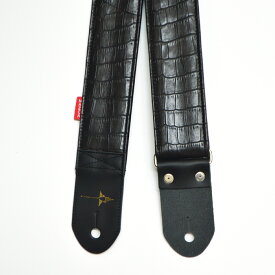 【ナスカ】NAZCA STRAP BLACK CROCODILE【国産ハンドメイドギター/ベースストラップ 抜群の肩へのホールド力】