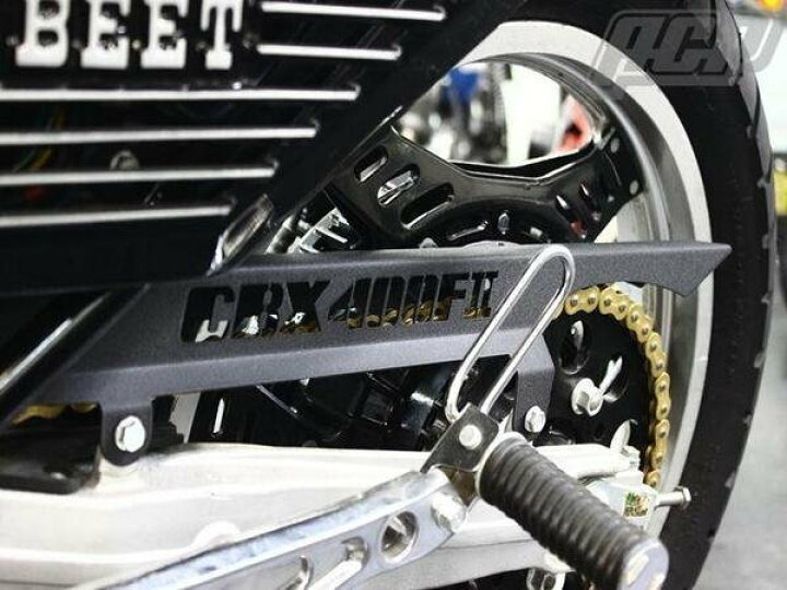 楽天市場】CBX400F ロゴ入り チヂミ塗装 チェーンケース 黒 結晶 