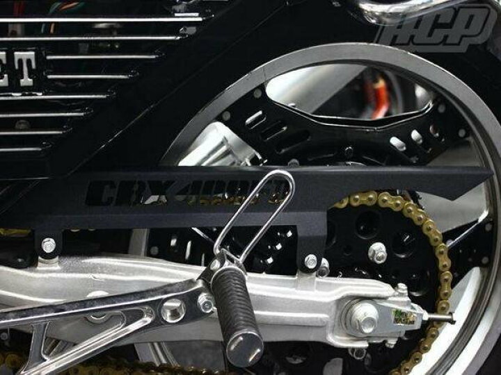 楽天市場】CBX400F ロゴ入り チヂミ塗装 チェーンケース 黒 結晶 