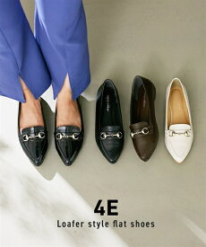カジュアルシューズ 靴 4E ゆったり 幅広 ワイド 大きいサイズ ローファー らくちん フラットシューズ ペタンコ ポインテッド らくらく (アクアカルダ)