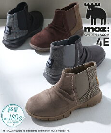 【期間限定SALE 当店通常価格より20%OFF】ブーツ 靴 4E 幅広 ゆったり ワイド 大きいサイズ moz モズ 軽量 軽い らくちん サイドゴア あったか 切替デザイン ショートブーツ（アクアカルダ）