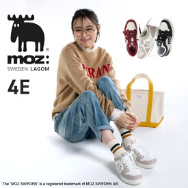 スニーカー 靴 4E 幅広 ゆったり ワイド 大きいサイズ レディース moz モズ 軽量 レースアップ カジュアル コートスニーカー へらじか (アクアカルダ)