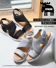 サンダル 靴 moz モズ レディース 厚底 軽量 軽い ニット シンプル ロゴ 夏 サマーサンダル 3E EEE (アクアカルダ)