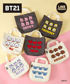 【期間限定SALE 当店通常価格から30%OFF】送料無料 バッグ（鞄） BT21 ぽこぽこフェイス サガラ刺しゅう キャンバス トート 手提げ ミニバッグ サブバッグ ポーチ ミニポーチ キャラクター (アクアカルダ)